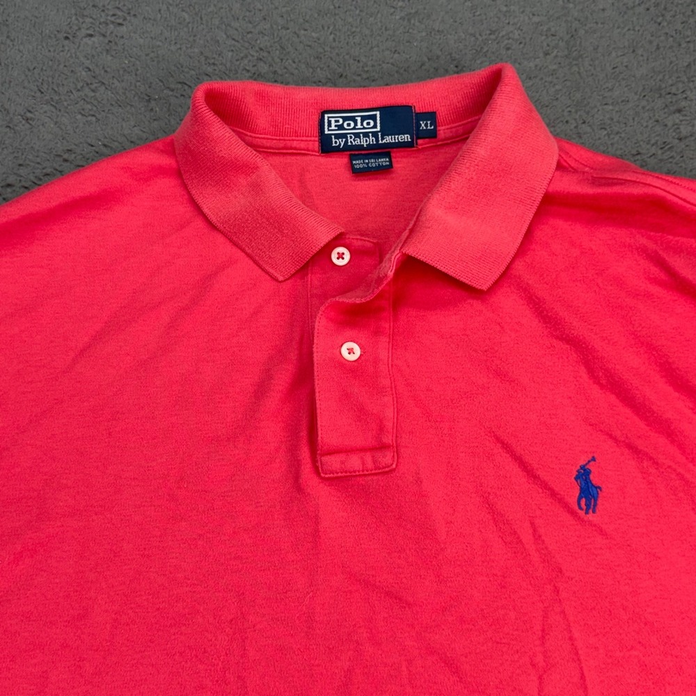 Polo Ralph Lauren Polo Shirt Mens XL Pink Blue Pony Logo‎ Short Sleeve Cotton